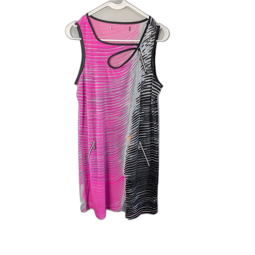 Jamie Sadock Cutout Golf Dress Size Small Fuschia Asymmetrical Zippers Pockets